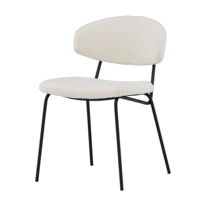Scaun de dining Furnlux Chico, bej, 50cm, design minimalist, structura din otel negru