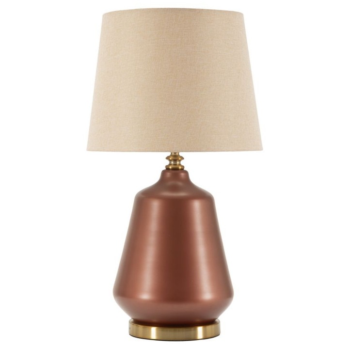 Настолна лампа Mauro Ferretti, 36 см, кафяв цвят, елегантен дизайн, златни детайли
