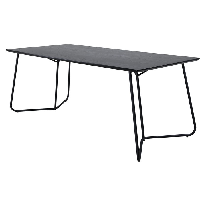 Masa de dining Petra, Furnlux, neagra, 90cm, picioare din fier
