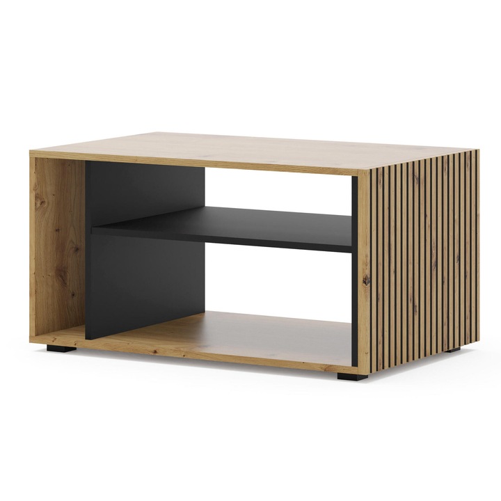 Холна маса Furnlux AURIS, бежова и черна, 45x88x55 см, 3 отворени рафта