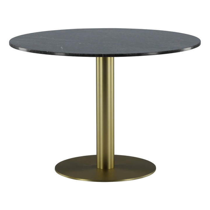 Masa de dining Estelle, Furnlux, marmura neagra, 106cm, design elegant