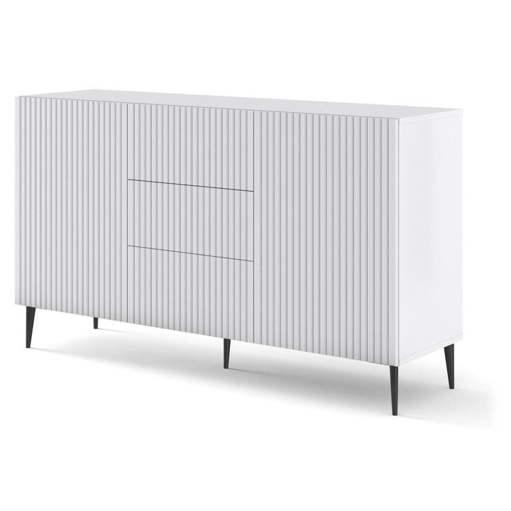 Comoda Furnlux Ravenna, alb/negru, 87x150x42 cm