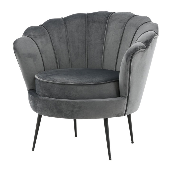 Furnlux Calais fotel, sötétszürke, 83cm, modern design, bársony anyag