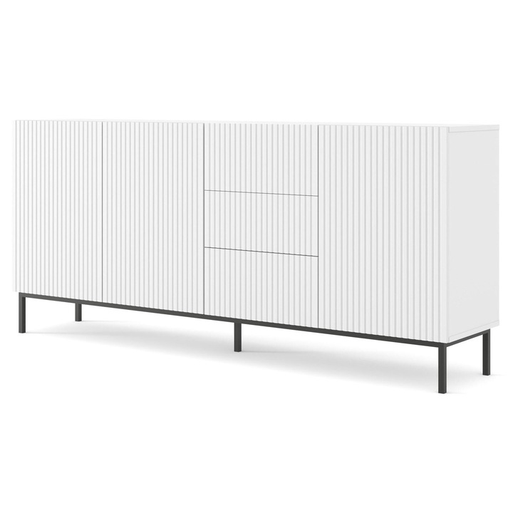 Comoda Furnlux Ravenna B, alb/negru, 200x89x42cm
