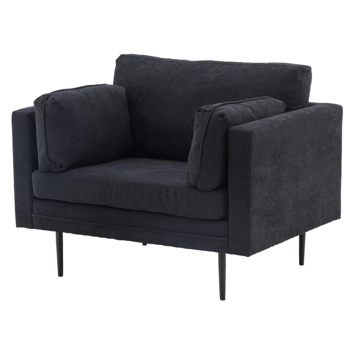 Furnlux Boom fotel, fekete, 110cm, modern design, kényelmes