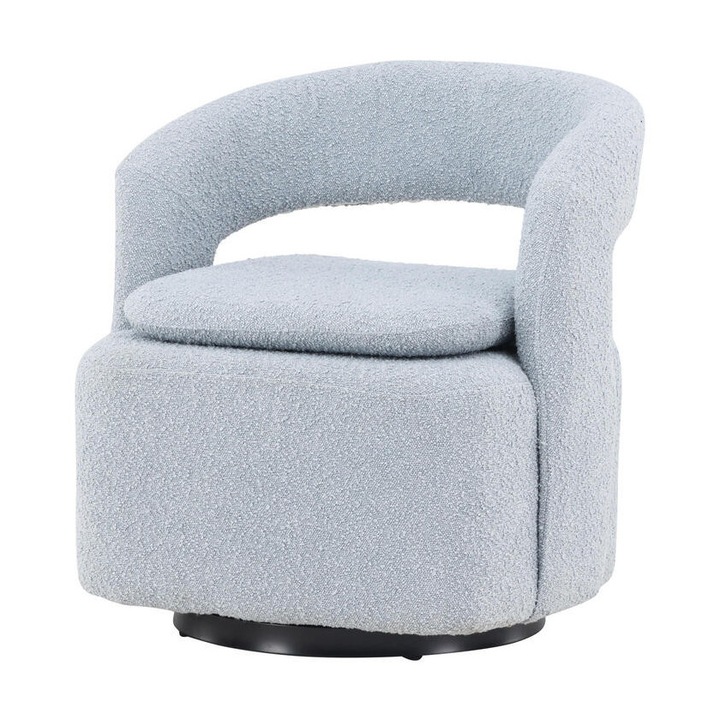 Fotoliu Furnlux Laurel, 69cm, culoare albastru deschis, material Boucle