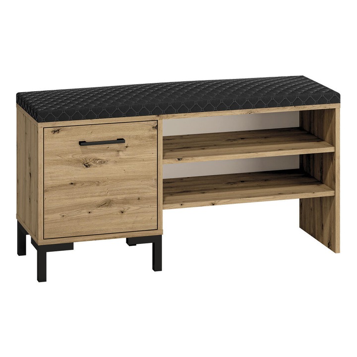 Furnlux Nevio cipősszekrény, 1 ajtós, 4 polcos, bézs-fekete, 105 cm