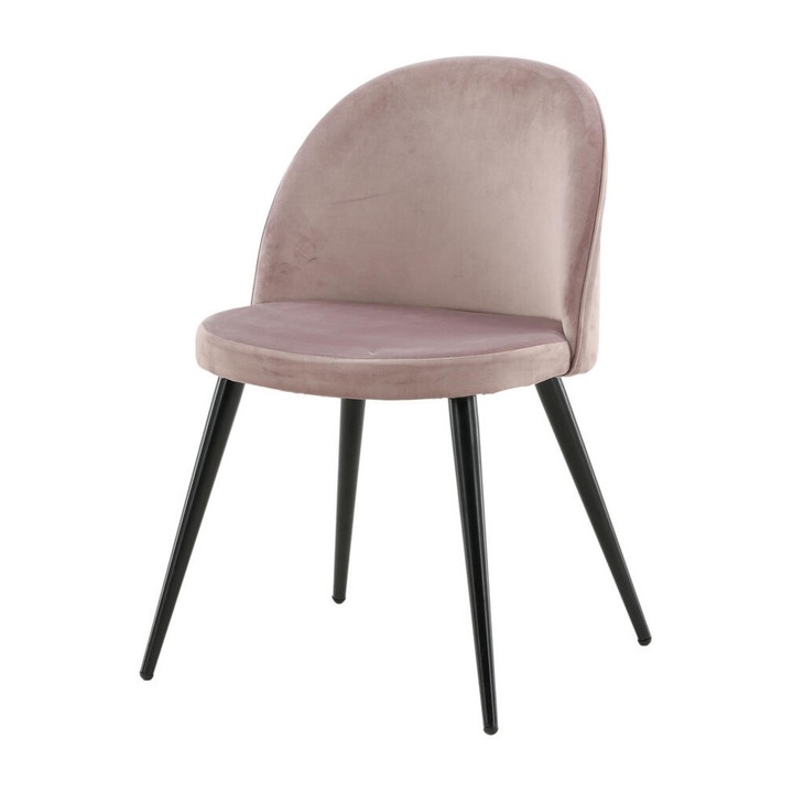 Furnlux étkezőszék, régi rózsaszín, bársony, fekete fém lábak, 50cm