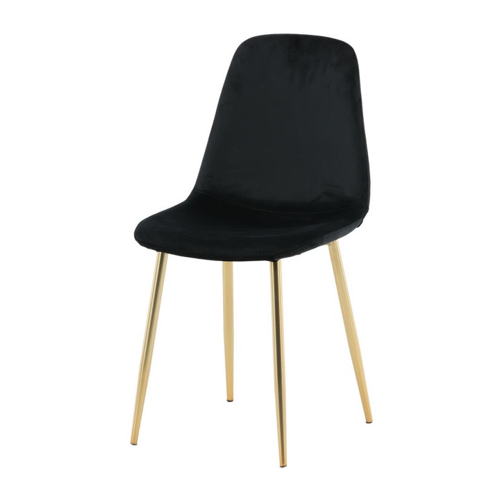 Furnlux Polar étkezőszék, fekete, 44 cm, arany színű fém lábakkal