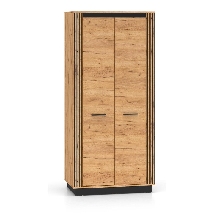 Dulap Urso Furnlux, 2 usi, 3 rafturi, stejar-negru, 92 cm