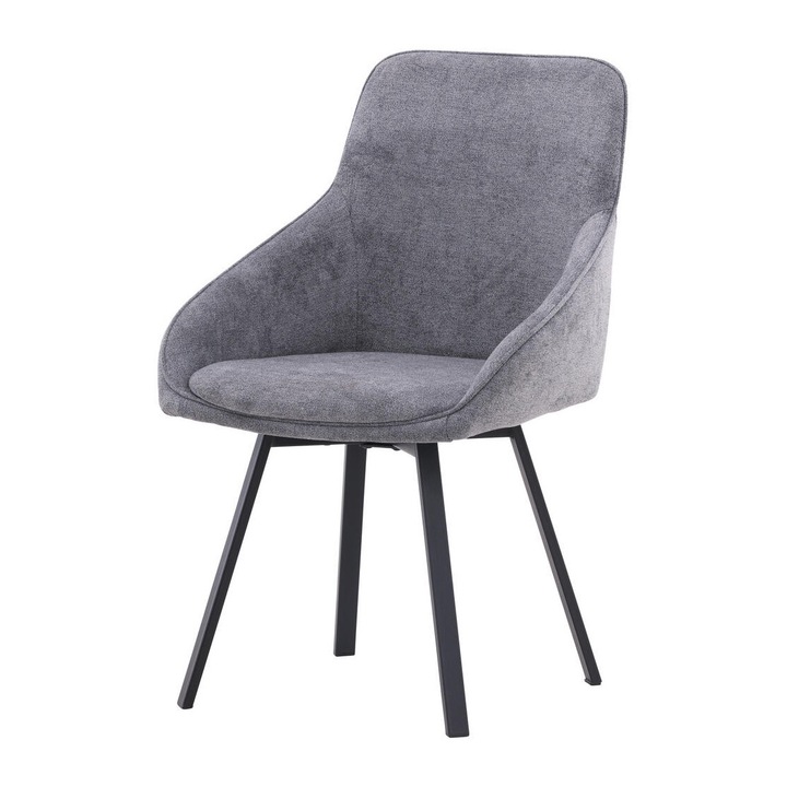 Furnlux Rosie étkezőszék, szürke és fekete, 55cm, skandináv design, karfás