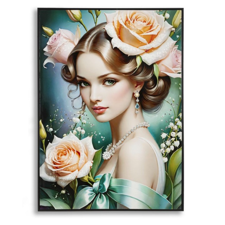 Картина Mauro Ferretti Fantasy, 72 см, с перли и рози, синя