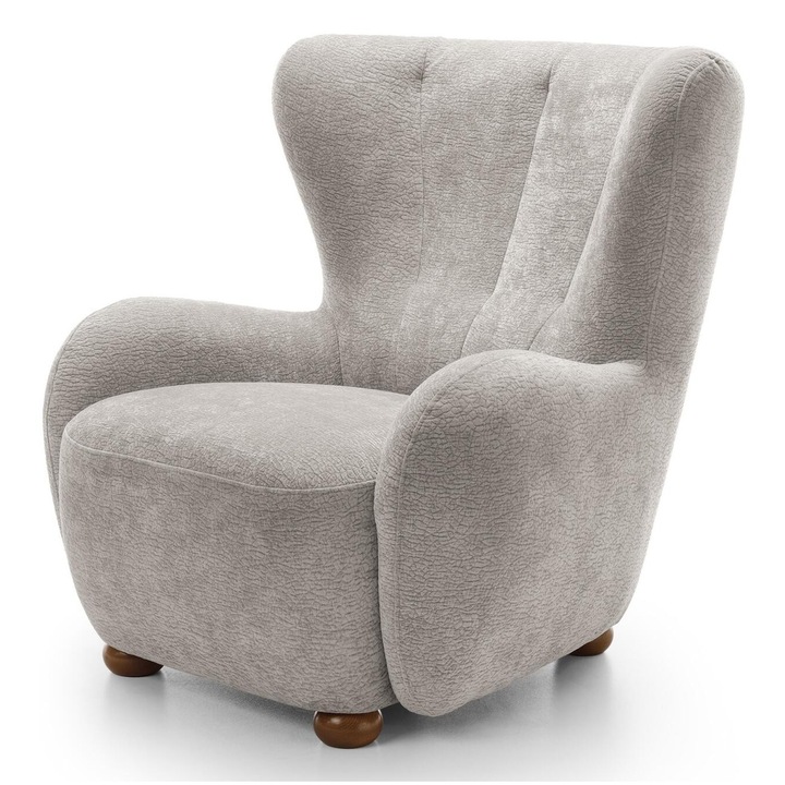 Fotoliu Furnlux Ciro gri deschis si maro, 91x88x100cm, confortabil, design clasic