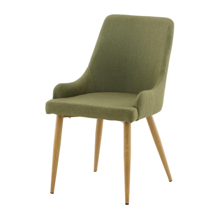 Plaza étkezőszék, Furnlux, mohazöld, 49cm, fém és tölgyfa vázzal