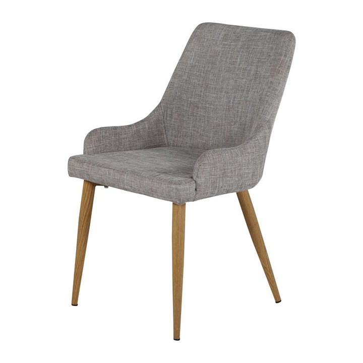 Furnlux Plaza étkezőszék, szürke, 49cm, fém váz tölgy felülettel