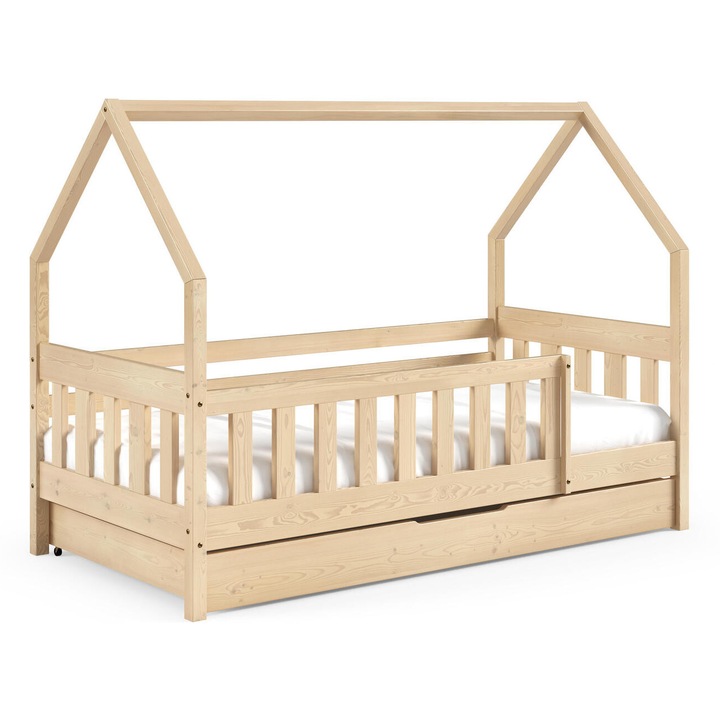 Детско легло Lena Furnlux, 80x160 см, бежово, със чекмедже за съхранение