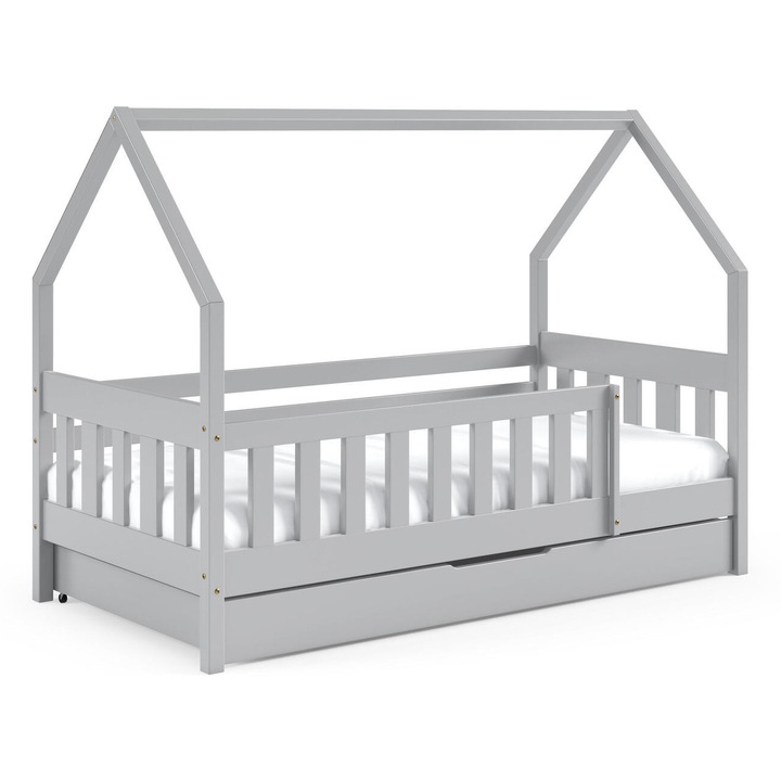 Детско легло Furnlux LENA, сиво, със съхранение, 125x86x168 см