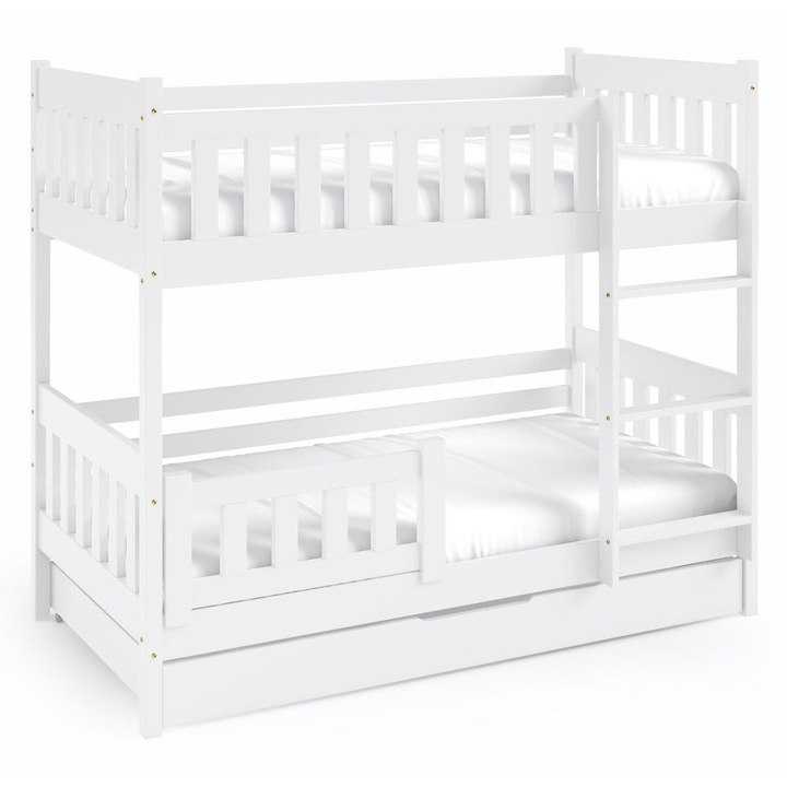 Легло на два етажа Furnlux, Лилаво, бяло, 141x86x198 см