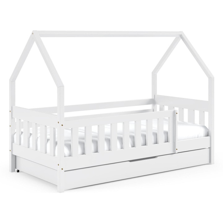 Детско легло Furnlux Lena, бяло, със скрин, 125x86x168 см