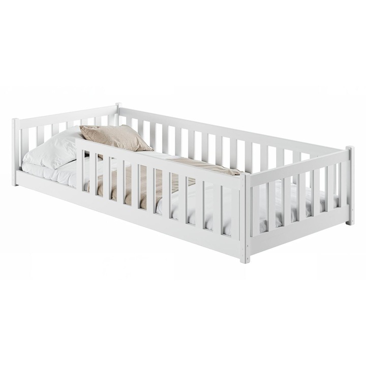 Детско легло Bella, Furnlux, 80x160см, бяло, от борова дървесина