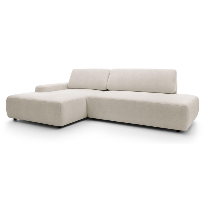 Canapea coltar Furnlux Bouli bej, 276x164cm, locuri 4-5, zona de dormit extensibila 210x125cm