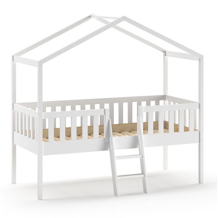 Детско легло Furnlux Dallas, бяло, 90x200см, с място за съхранение