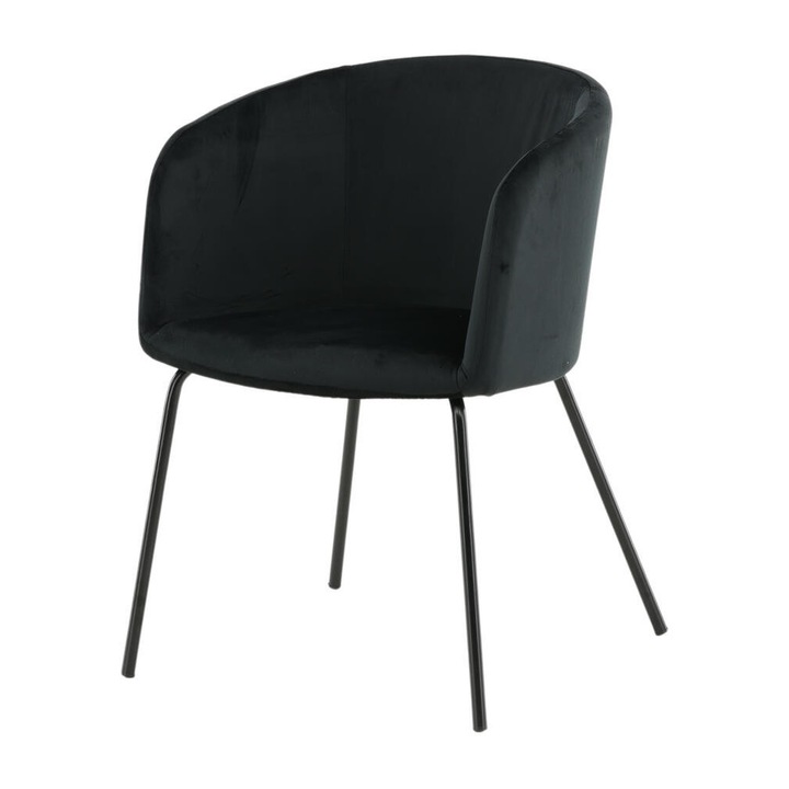 Berit étkezőszék, Furnlux, fekete, 55 cm, modern design, bársony anyag