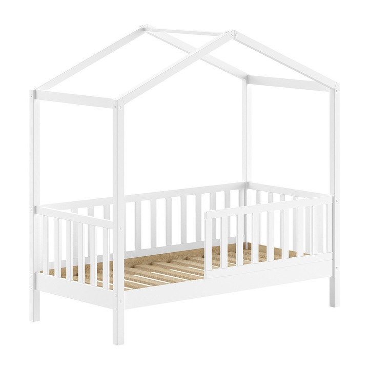 Детско легло Furnlux Dallas, бяло, 70x140см, безопасен дизайн, от масивен бор