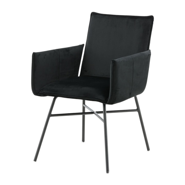 Furnlux Petra étkezőszék, fekete, 57cm, skandináv design, vas lábak