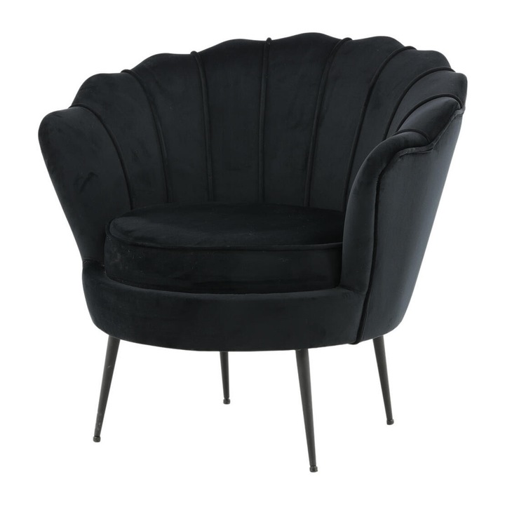 Fotoliu Furnlux Calais, fekete, 83cm, modern design, bársony anyag