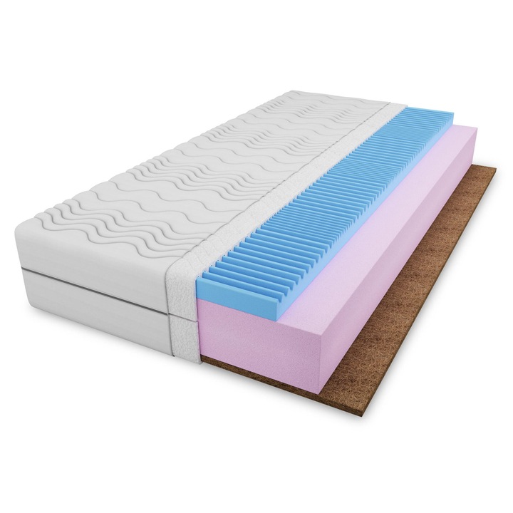 Матрак ROYAL от пяна и кокос, 90x190 см, среден, бял