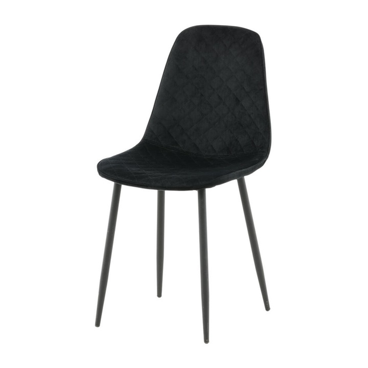 Furnlux Polar étkezőszék, fekete, 44 cm, egyszerű design, bársony kárpitozás