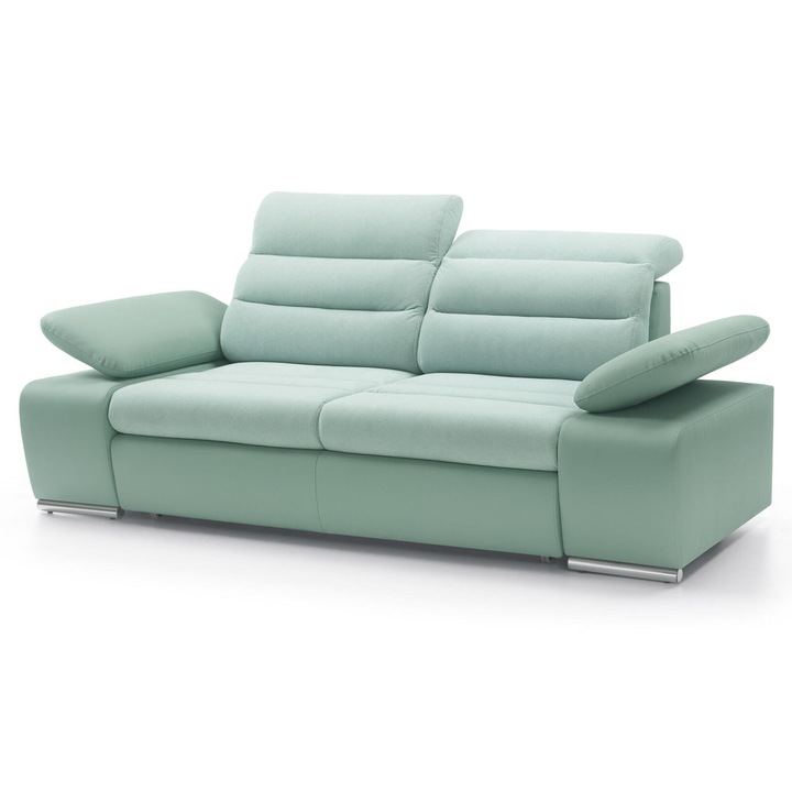 Canapea Furnlux Korfu 214 cm, verde, cu picioare metalice argintii