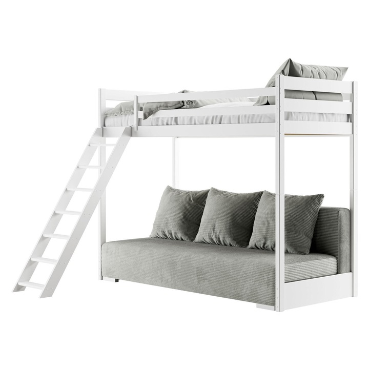 Pat supraetajat Furnlux, SOFINO, gri/alb, 90x200 cm