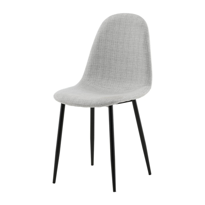 Furnlux Polar étkezőszék, világosszürke, 44 cm, klasszikus design, fehér fém lábak