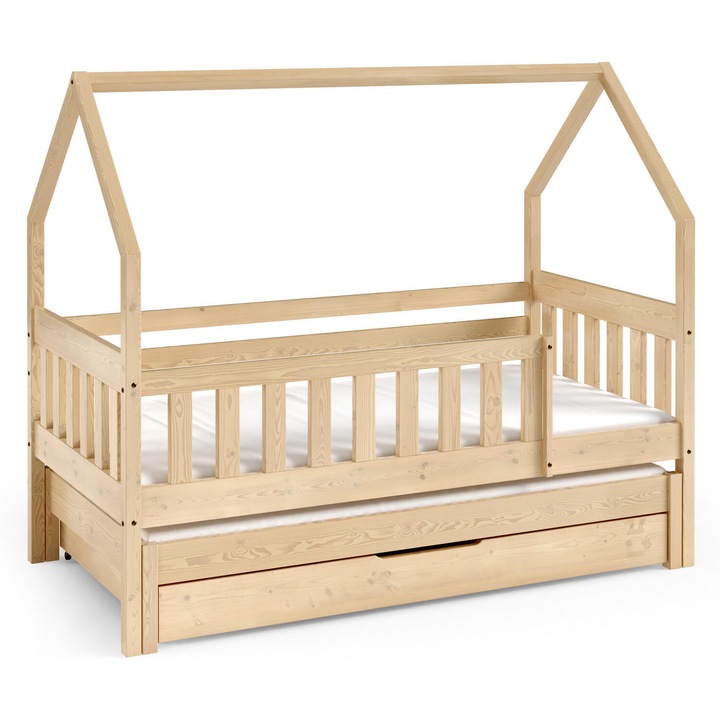 Детско легло Maja Furnlux, 80x160 см, бежово, със чекмедже за съхранение