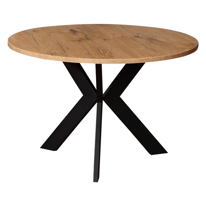 Масичка за кафе Furnlux MATEO кръгла 50x75x75см, покритие черен дъб, стоманени крака