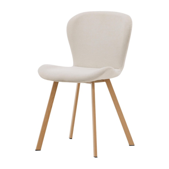 Lilja étkezőszék, Furnlux, bézs, 48 cm, tölgyfa utánzatú acéllábak