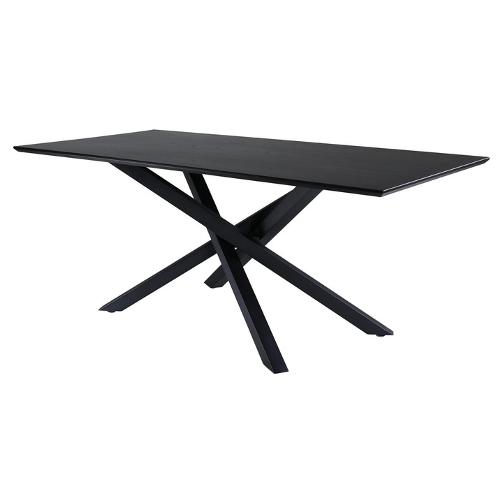 Трапезна маса Piazza, Furnlux, черна, 90 см, железни крака