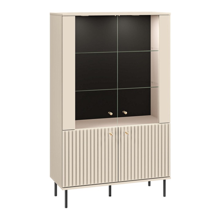 Vitrina Furnlux Sophie, 4 rafturi, bej