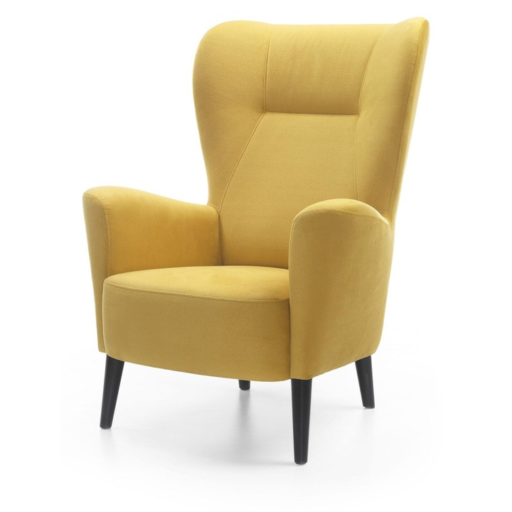 Furnlux Next sárga és fekete fotel, 83x93cm, kókusz design, fokozott kényelem