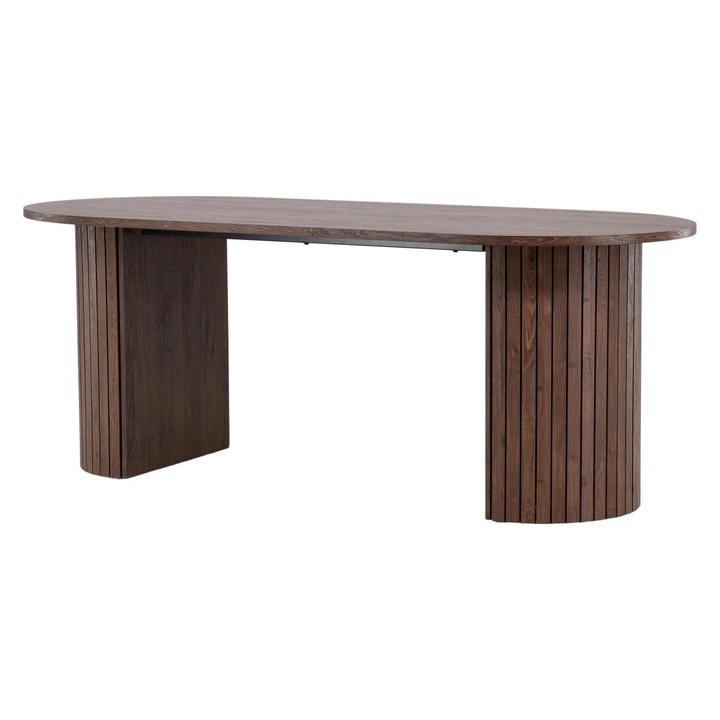 Трапезна маса Furnlux Haron 200x90см, цвят мока, МДФ, стоманени крака