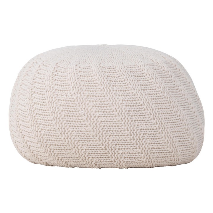 Пуф Furnlux, модел Ted, 45 см, мръснобял, мек