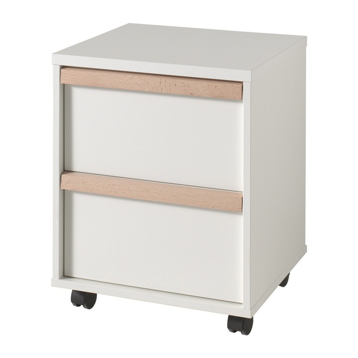 Noptiera Furnlux London, alb, 2 sertare cu inchidere lenta, 49 cm