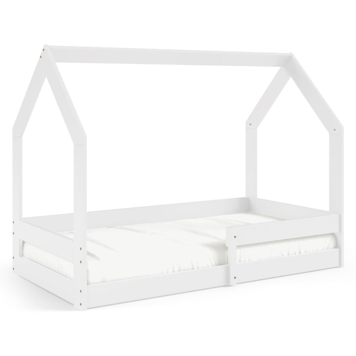 Детско легло Pola, 80x160 см, бяло, борово дърво, дизайн къща