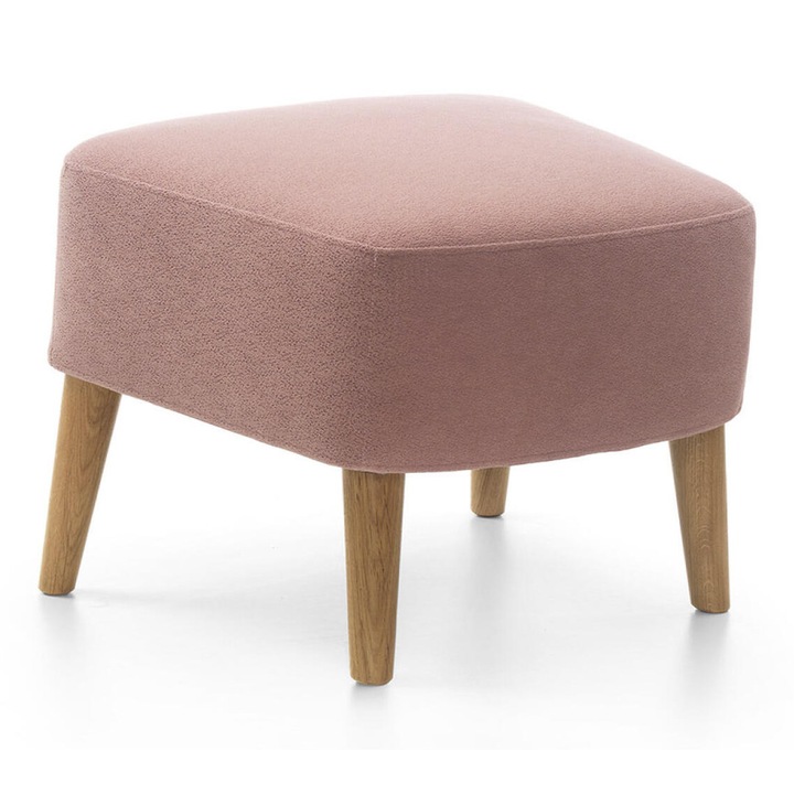 Fotel Pouf Furnlux, rózsaszín és tölgy 56x45cm, 43cm magas