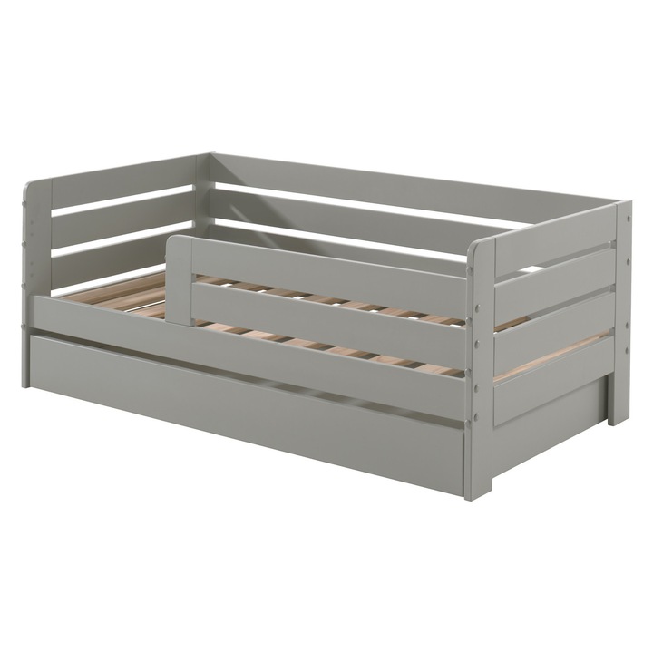 Детско легло Furnlux, сиво, 70x140 см, чекмедже за съхранение