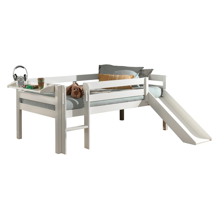 Pat cu etaj, Furnlux, alb, 90x200 cm