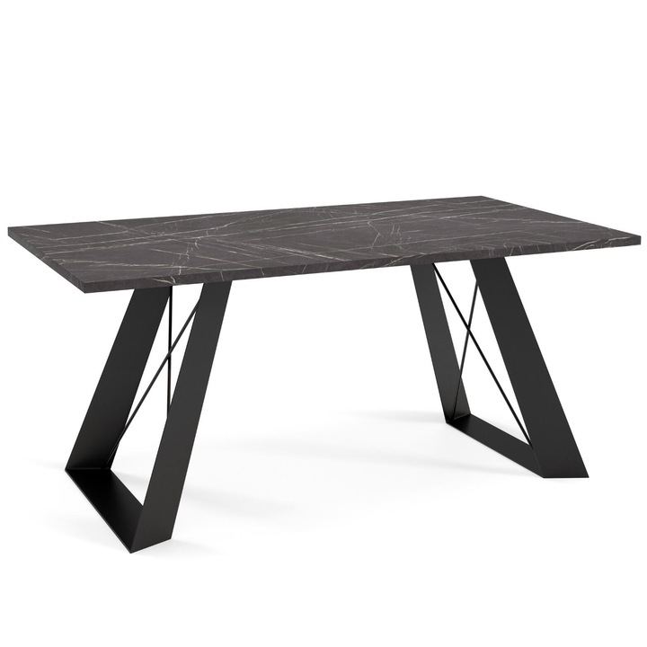 Masa de cafea Furnlux SATIS, neagra, 50x60x120 cm, din lemn compus cu picioare din otel