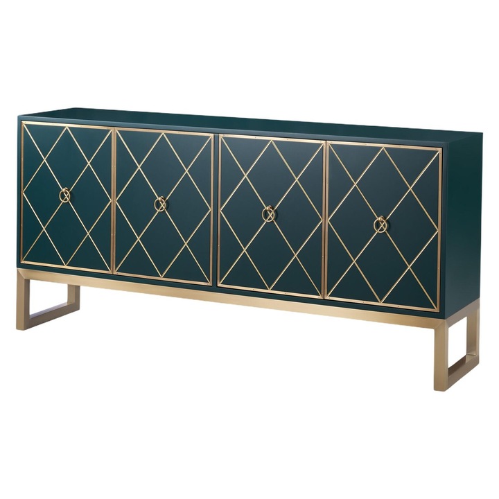 Bufet Stilig, Furnlux, 180x40x86cm, verde, 2 usi